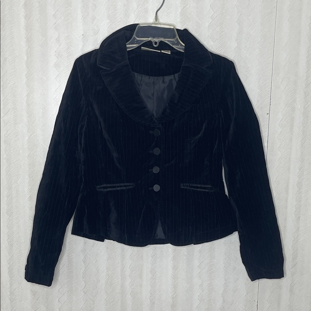 🆕 DKNY Black Velvet Women's Blazer Size S - Picture 2 of 4